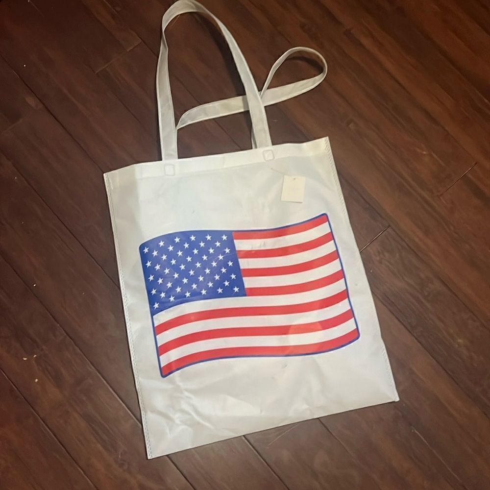 U.S.A. - American Flag Tote Bag - White NEW Tote United States of America Flag